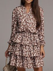 Fashion Personality Retro Floral Long Sleeve Mini Dress