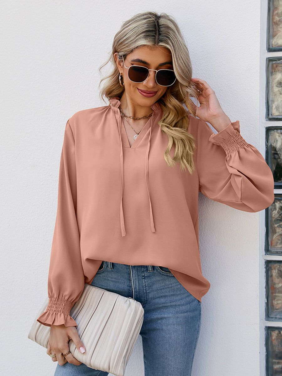 V Neck Bandal Soft Fashionable Blouse