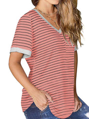 Plus Size Color Block Tunic Raglan Short Sleeve T-Shirt