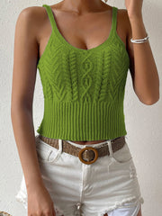 Scoop Neck Mixed Knit Tank Top