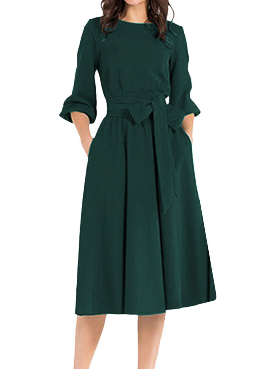 Elegant Work Sheath Long Sleeve Midi Dress