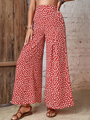 High Waist Floral Loose Flared Wide Leg Pants