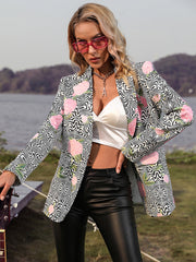 Fashion Printed Casual Lapel And Versatile Blazer