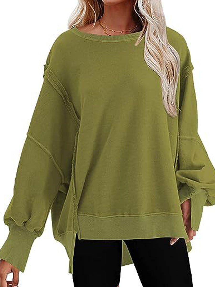 Oversized Crewneck Pullover Workout Long Sleeve Hoodie