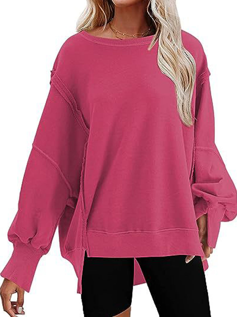 Oversized Crewneck Pullover Workout Long Sleeve Hoodie