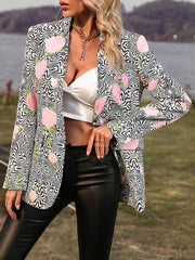 Fashion Printed Casual Lapel And Versatile Blazer