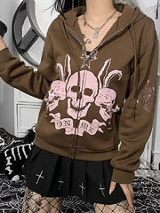 Spider Skull Print Goth Harajuku Punk Hoodie