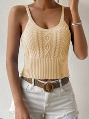 Scoop Neck Mixed Knit Tank Top