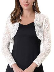 Elegant Crop Sheer Floral Lace Bolero Shrug Cardigan