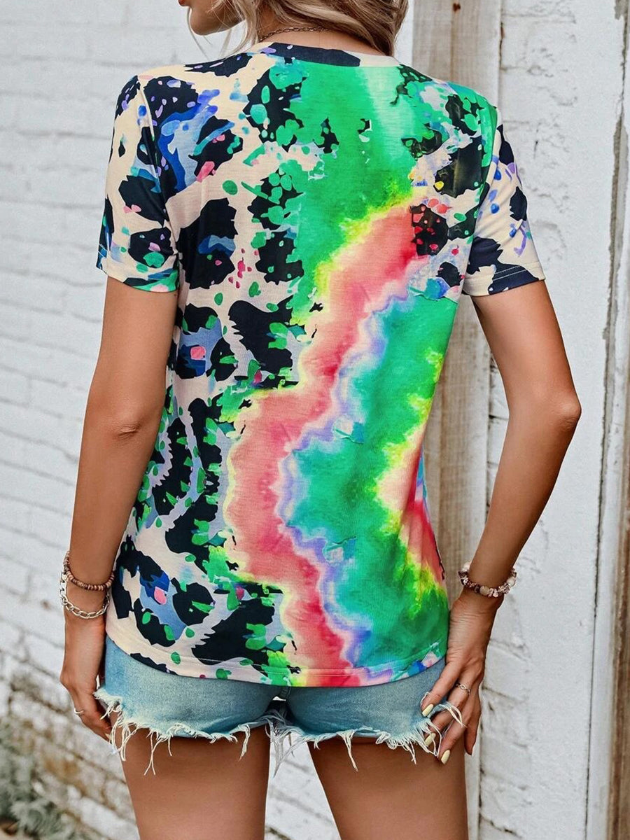 Fashion Painted Printing Round Neck Short Sleeve T-Shirt