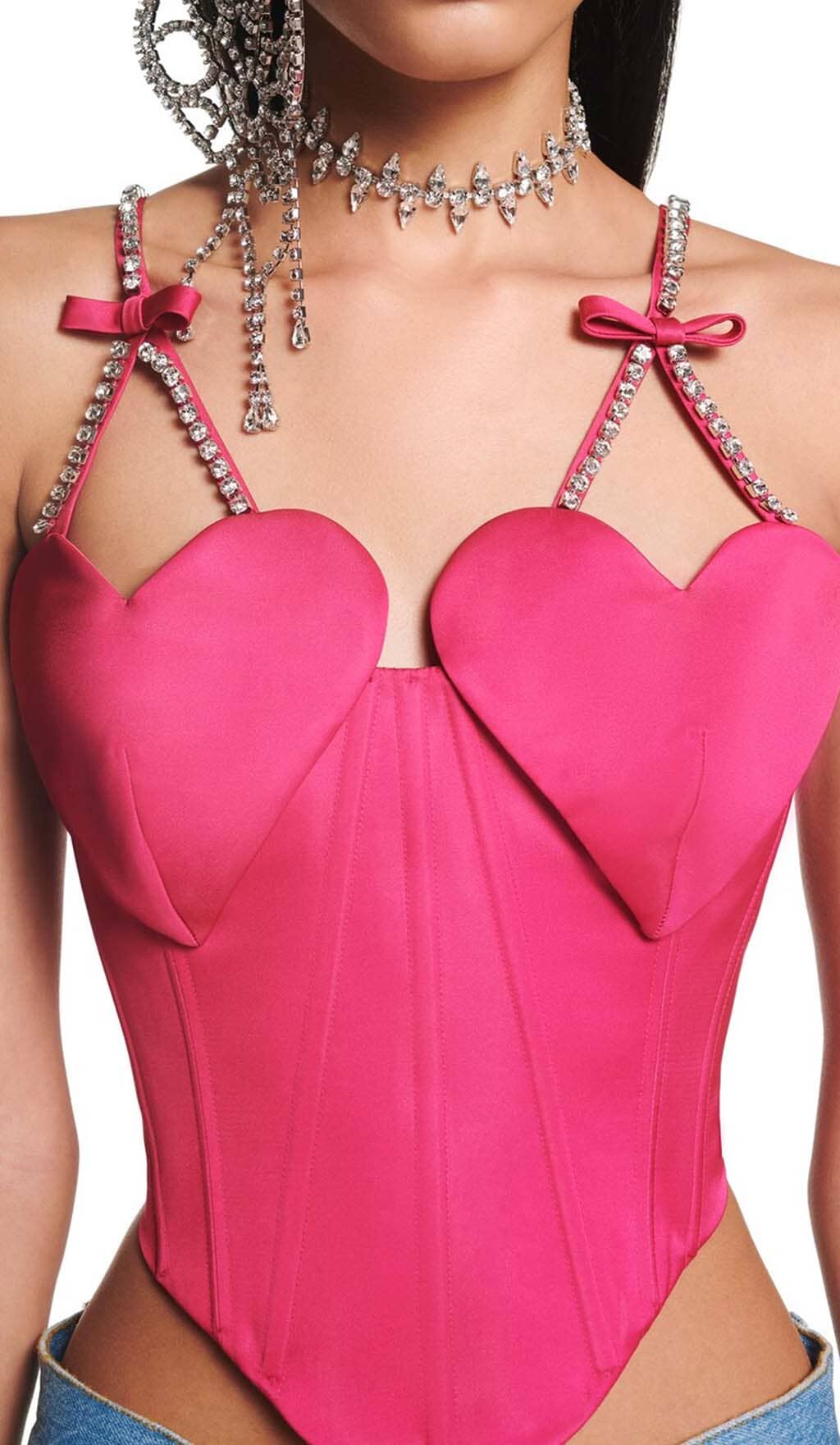 HOT PINK PATCHWORK DIAMOND HEART TWO PIECE SET