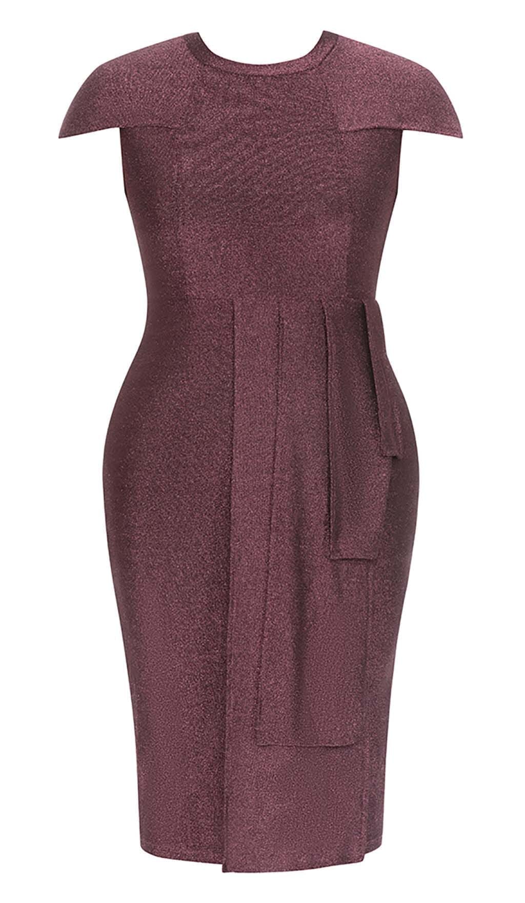 PLUS GLITTER MIDI DRESS IN BROWN