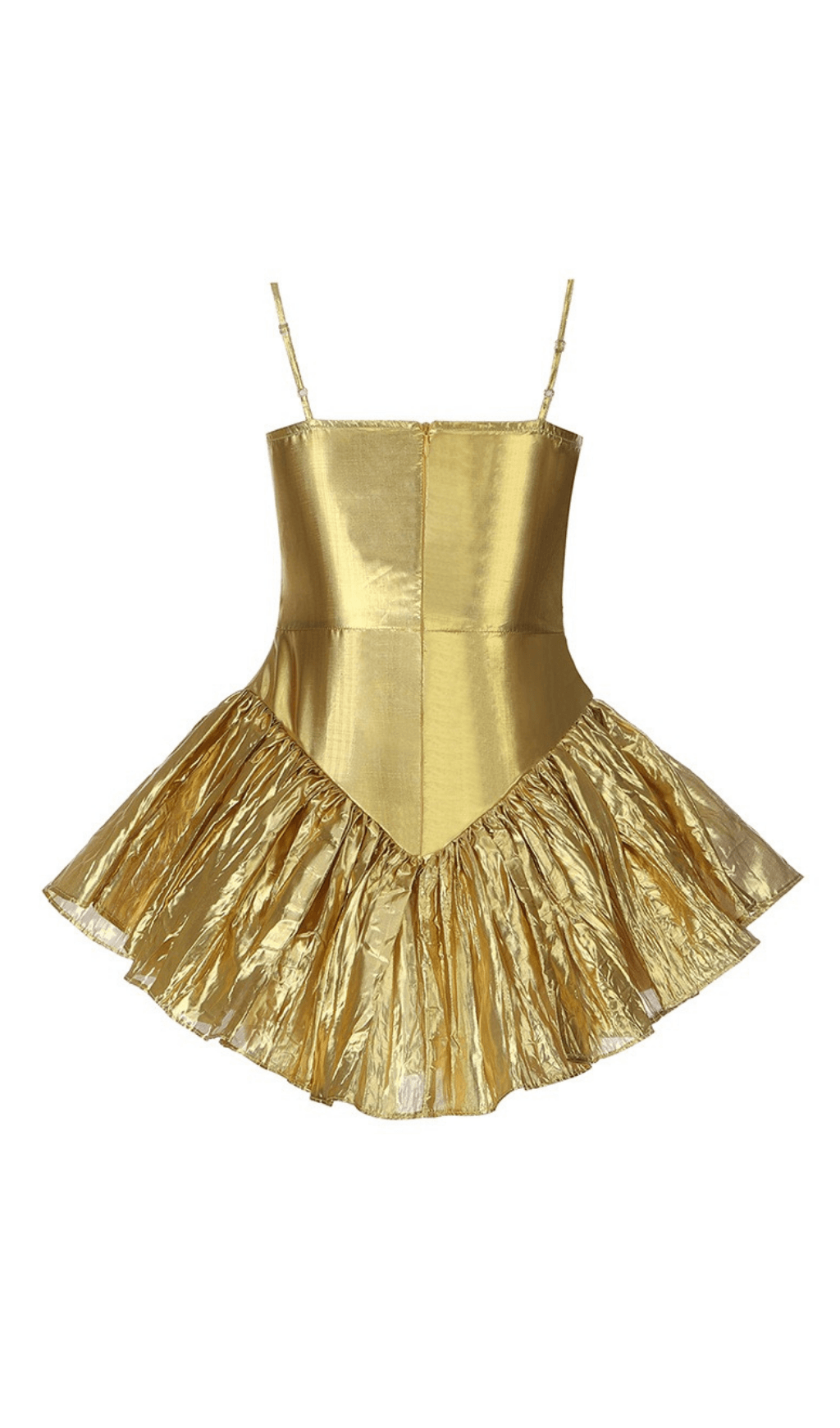 Pleated metallic gown