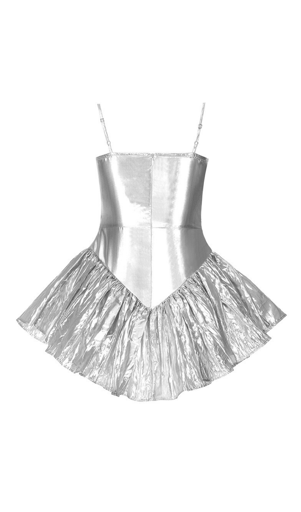 Pleated metallic gown