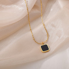 Black Tag Pendant Necklace