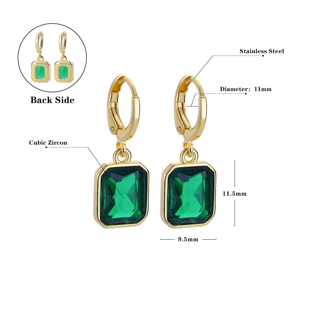 Green Crystal  Earrings