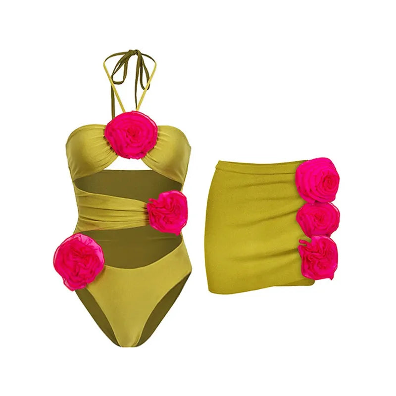 Janice Flower Ruched Set