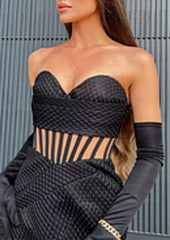 STRAPLESS CORSET DRESS IN BLACK