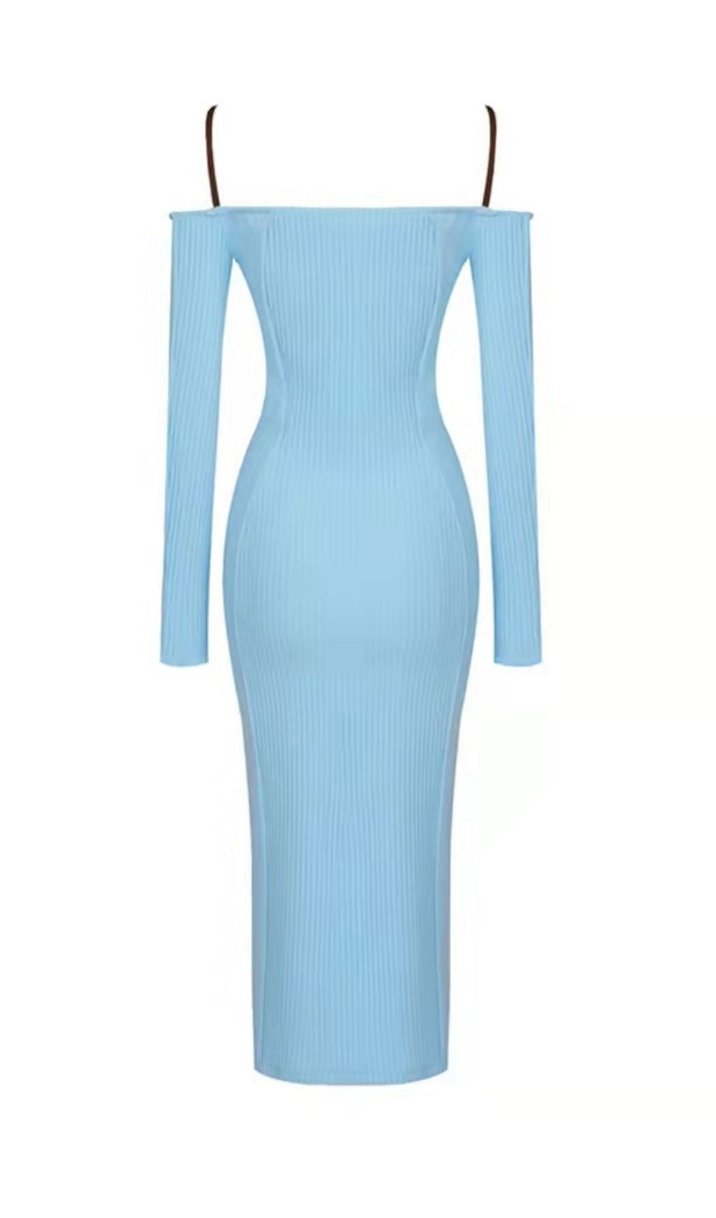 STRAPPY HOLLOW STRAPLESS BANDAGE MINI DRESS IN SKY BLUE