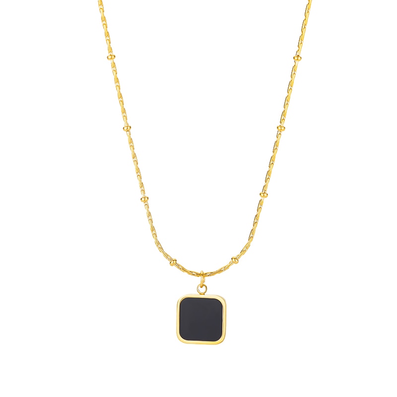 Black Tag Pendant Necklace