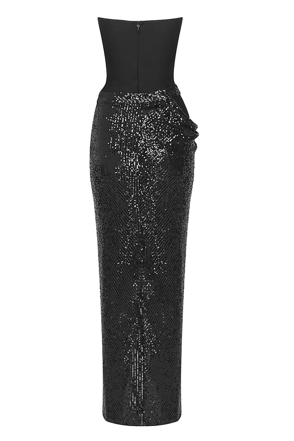 SHINY SEQUINS STRAPLESS TOP SPLIT SKIRTS