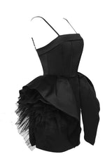 MINIKLEID AUS SEIDENFAILLE MIT RIEMEN UND KORSETT