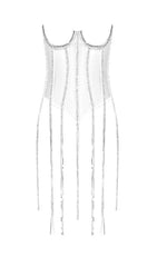 WHITE CRYSTAL TASSELS CORSET