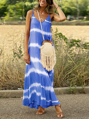 Loose Tie Dye Print Sling Sleeveless Dress