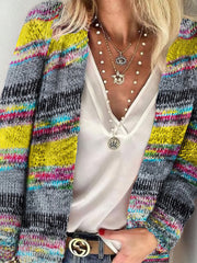 Printed Multicolor Striped Commuter Slim Cardigan