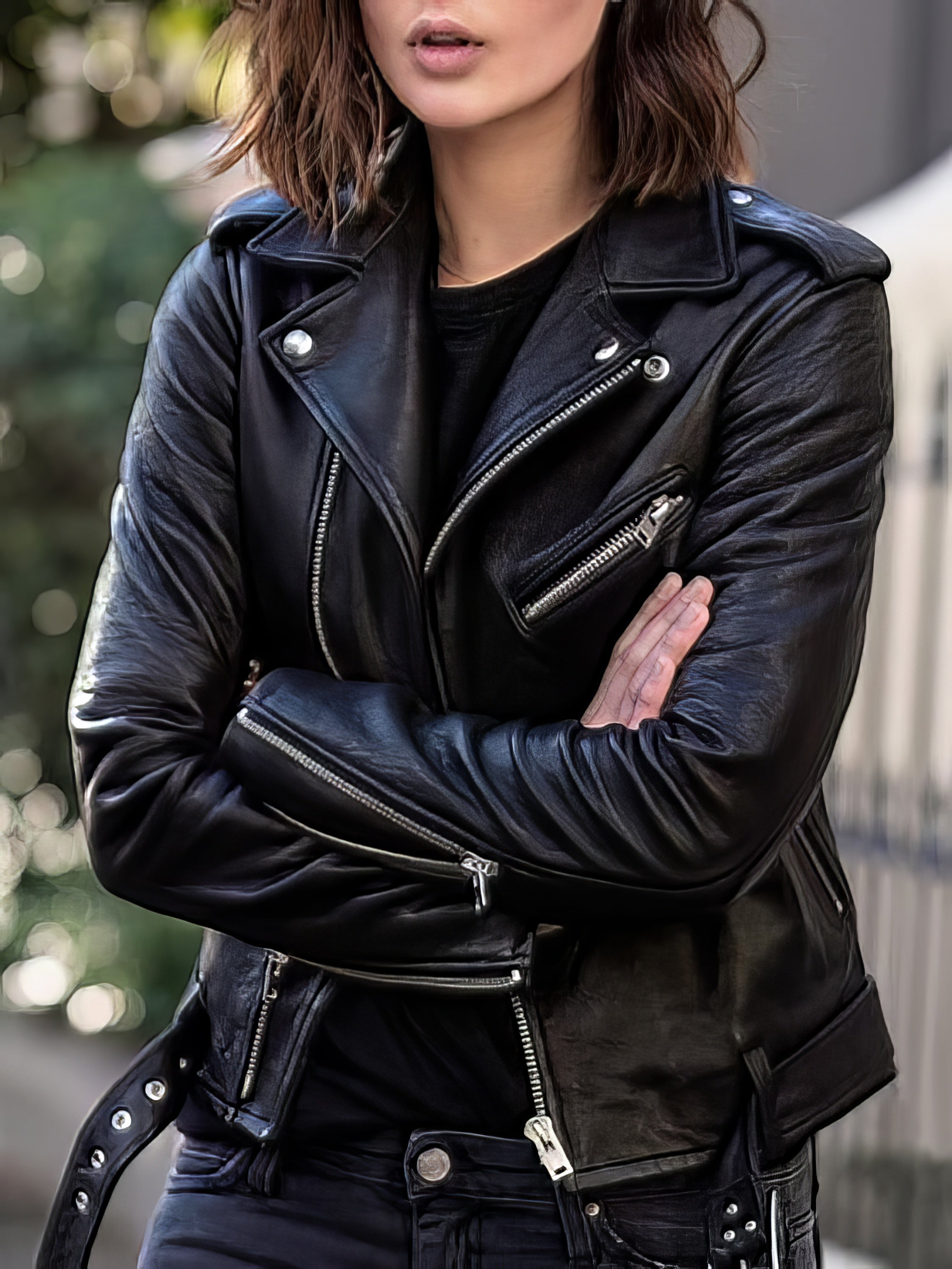 Cool Zip Crop Slim Leather Jacket