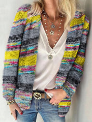 Printed Multicolor Striped Commuter Slim Cardigan