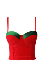 XMAS - STITCHING COLOUR VELVET CORSET