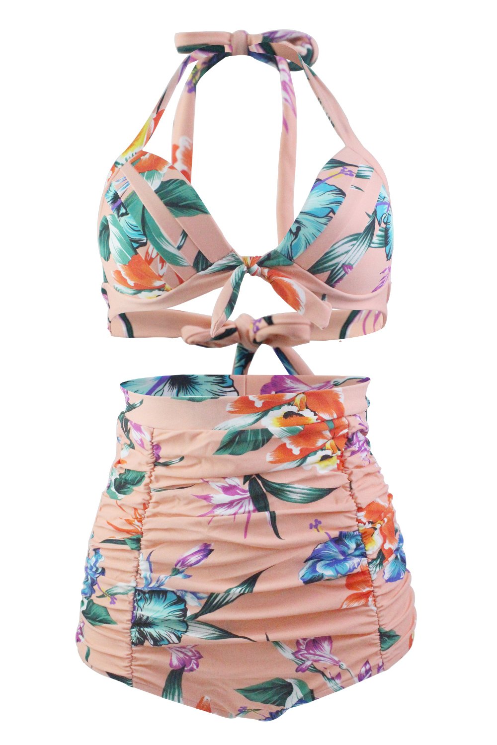 Print Halter High Waist Bikini Swimwear