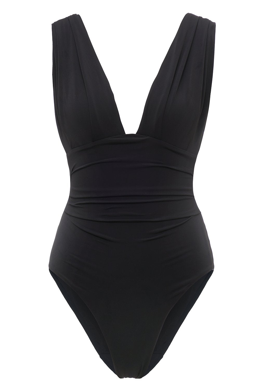 Black Deep V Neck One Piece Swimwear