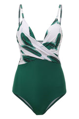 Banana Leaf Printed Green One Piece Swimwear