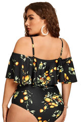 Print Plus Size One Piece High Waist Swimwear