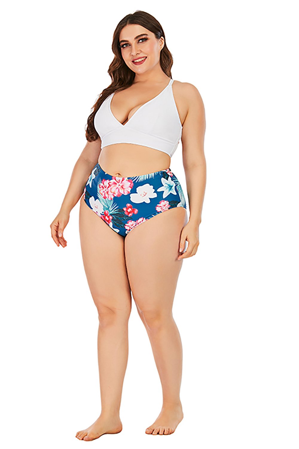 Blue Print High Waisted Two Piece Swimsuit