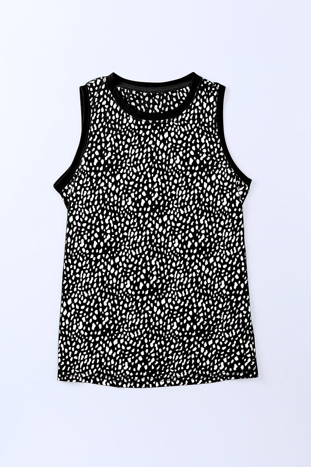 Camiseta sin mangas con cuello redondo y estampado de leopardo rosa