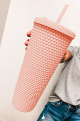 Vaso de plástico mate reutilizable de color rosa