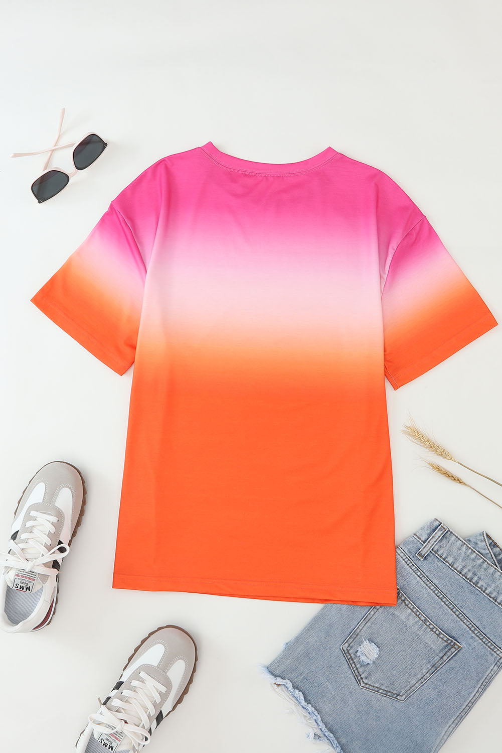 Orange Gradient Short Sleeve Round Neck T-Shirt