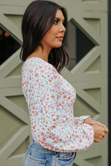 Plunging V Neck Floral Bodysuit