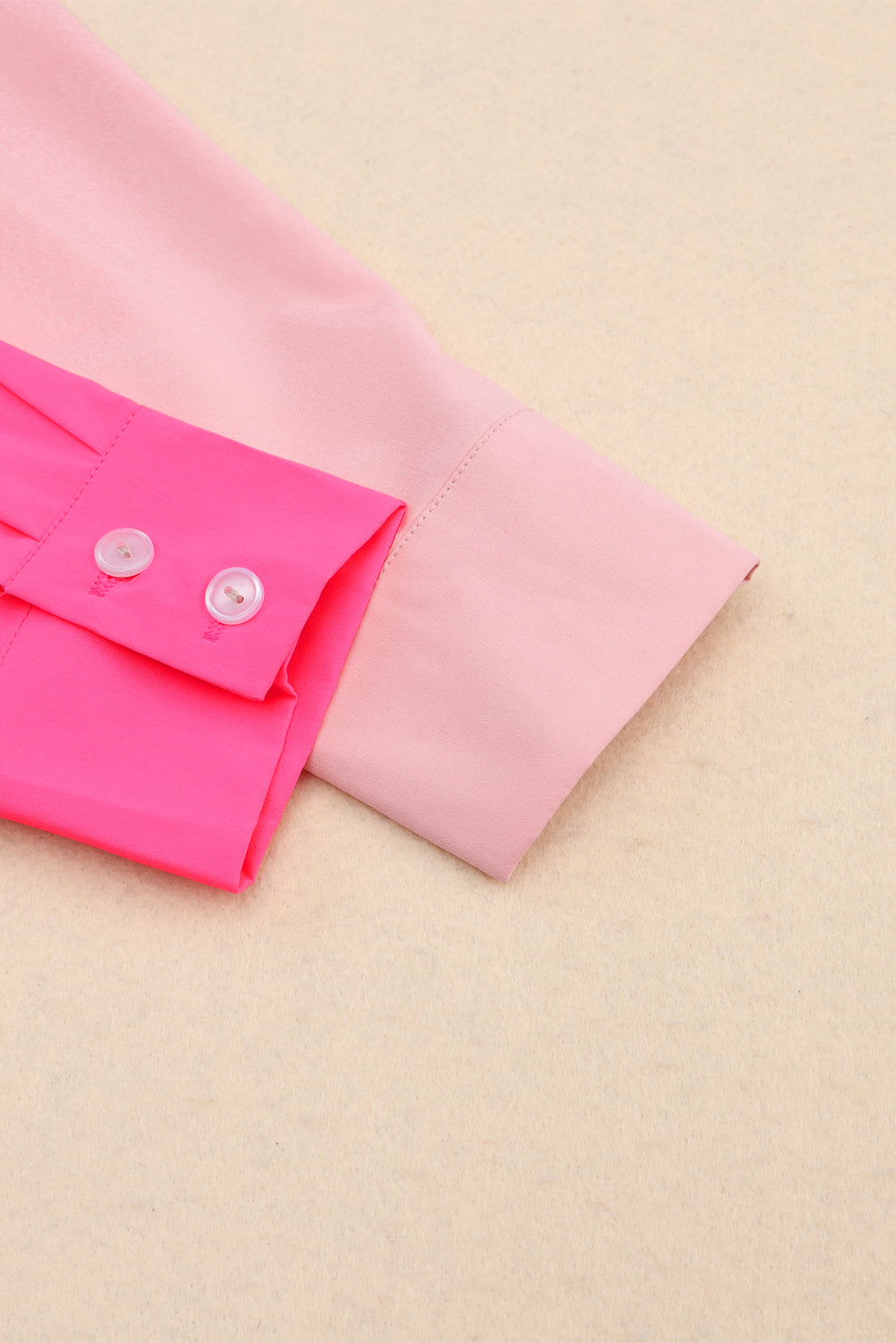 Pink Color Block Patchwork Oversized Shirt
