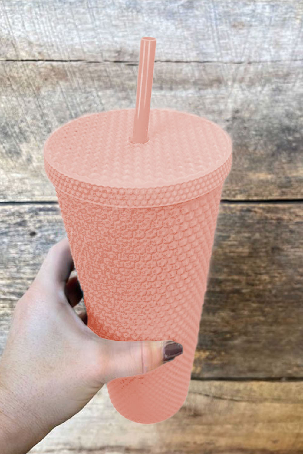 Vaso de plástico mate reutilizable de color rosa