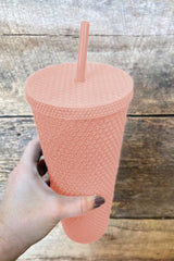 Vaso de plástico mate reutilizable de color rosa