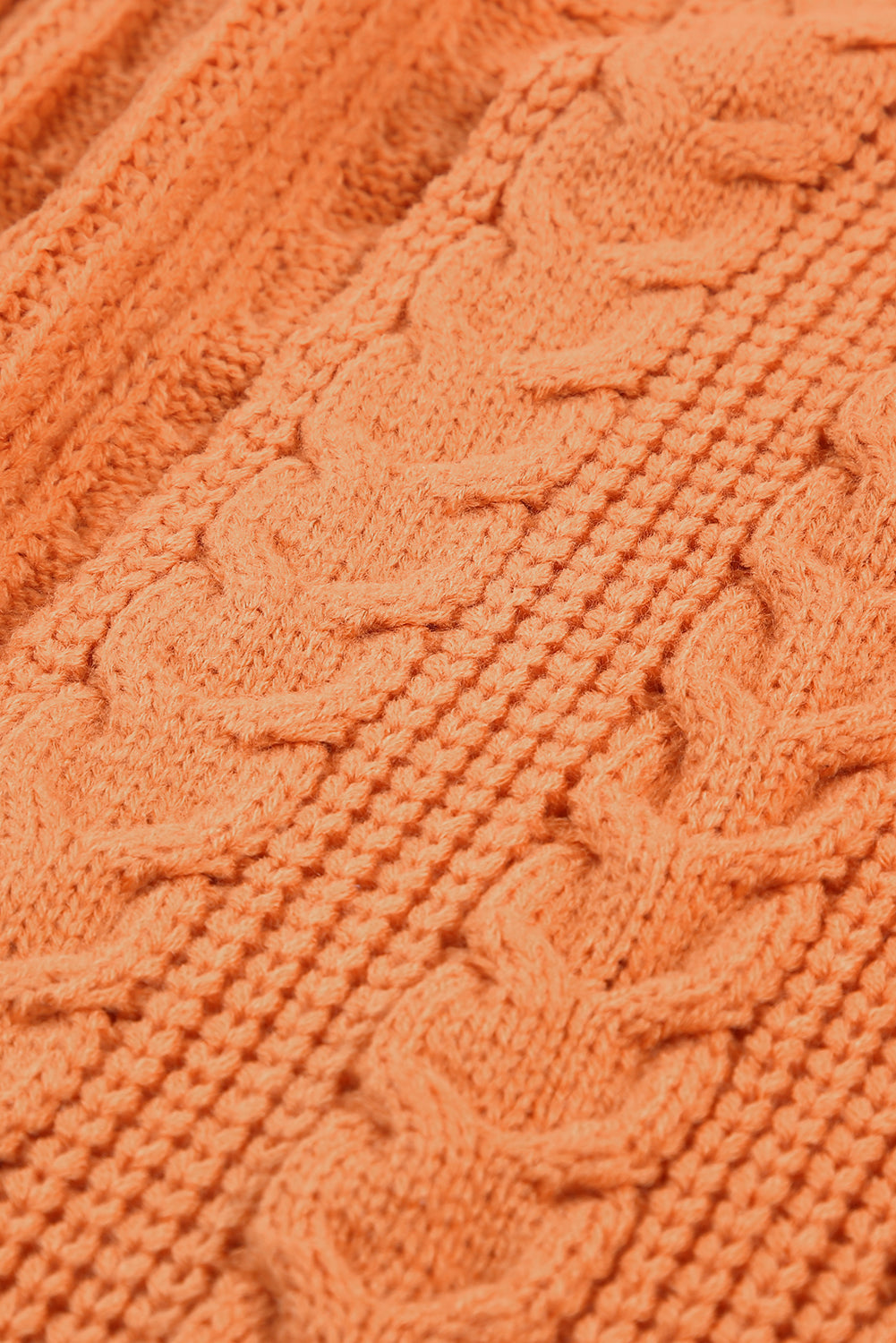 Orange Chunky Knit Open Front Cardigan