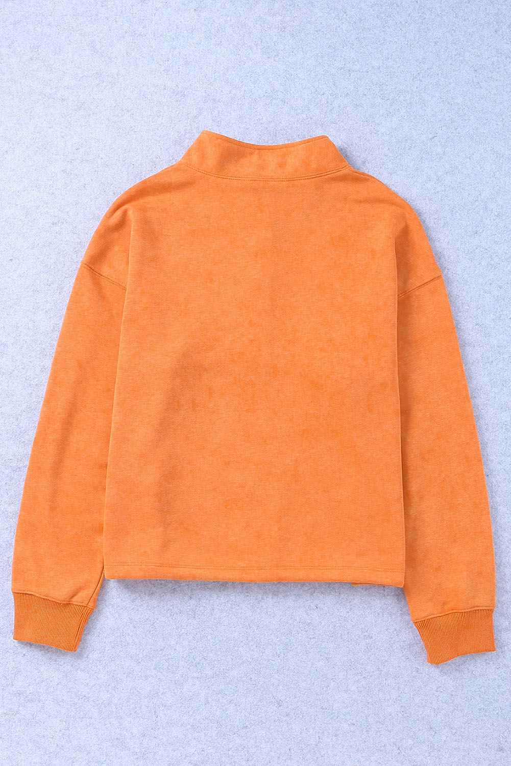 Orange Half-Placket Button Loose Sweatshirt