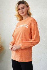 Orange THANKFUL Ribbed Corded Oversized Sweatshirt