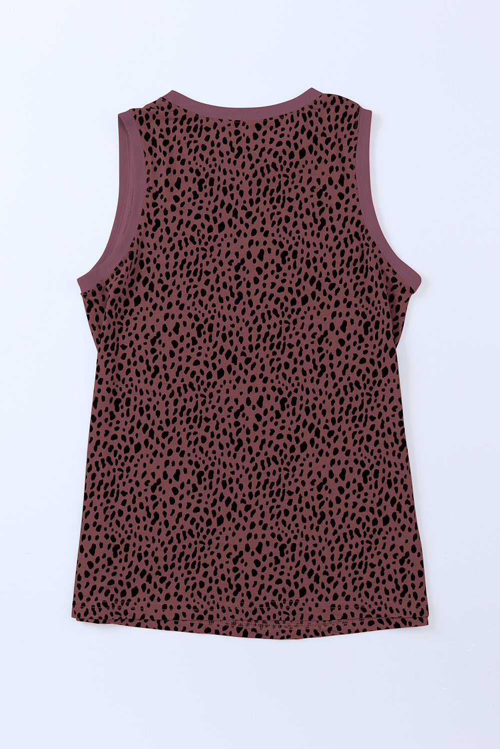 Camiseta sin mangas con cuello redondo y estampado de leopardo rosa