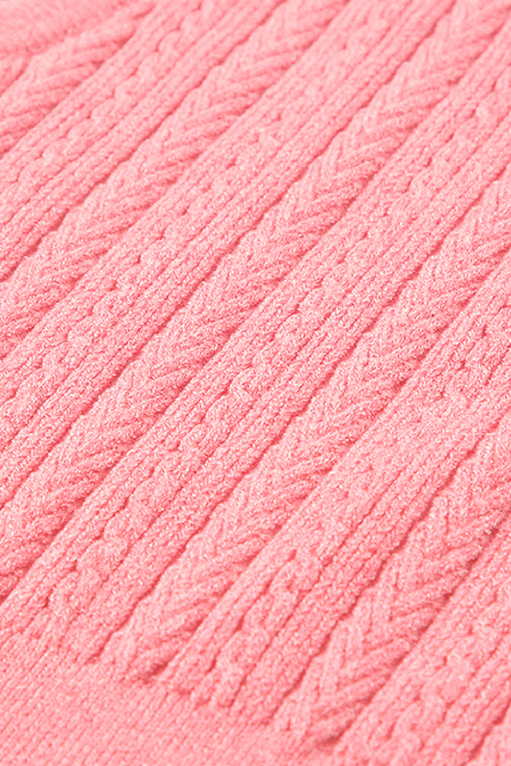 Pink Cable Knit Ribbed Trim Sleeveless Crop Top