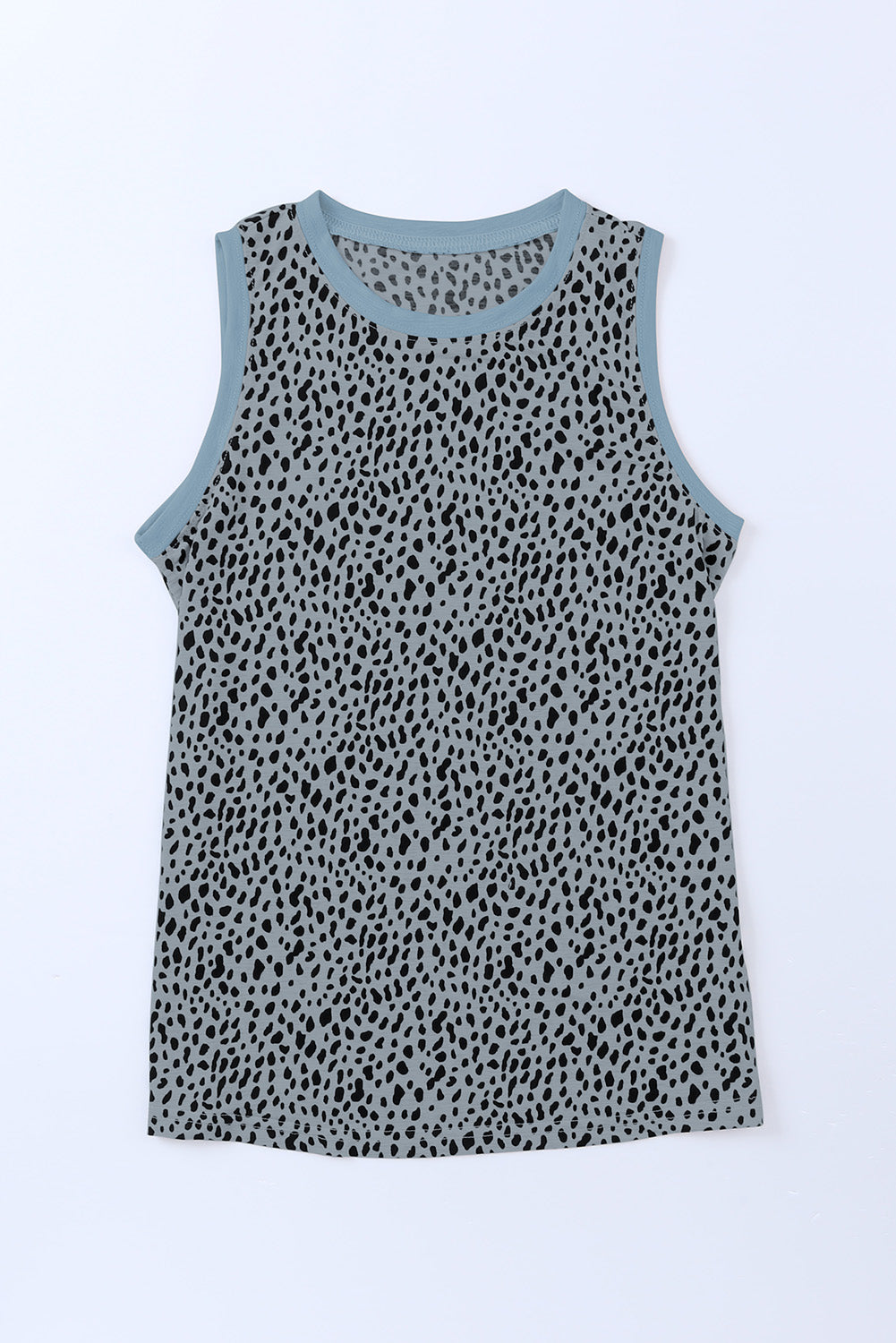 Camiseta sin mangas con cuello redondo y estampado de leopardo rosa
